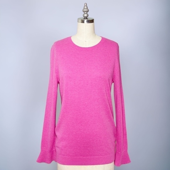 Talbots Pink Lambswool Crewneck Flutter Sleeve Sweater Small - Picture 11 of 11